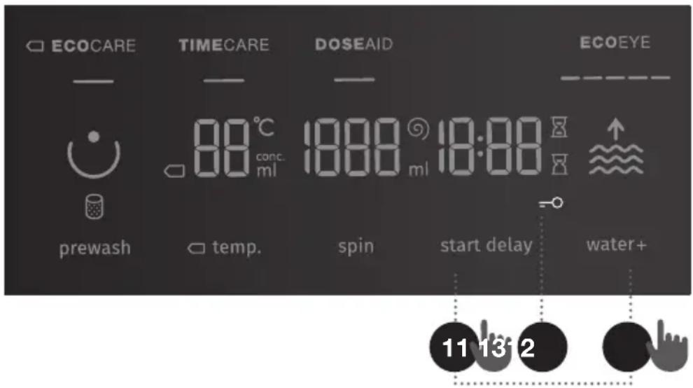 ECOCARE TIMECARE DOSEAID ECOEYE - 88°C conc. ml 18:00 18:00 prewash temp. spin start delay water+ 11 13 2