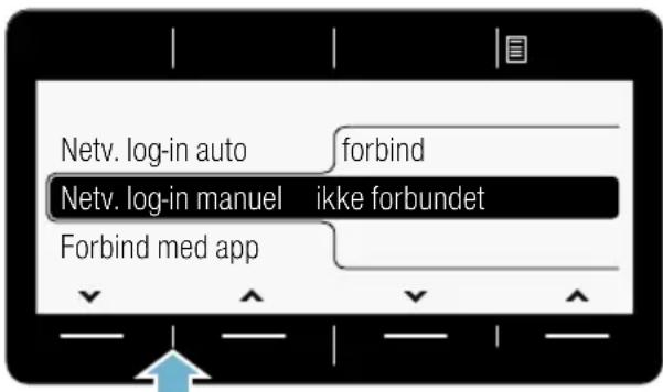 Netv. log-in auto forbind Netv. log-in manuel ikke forbundet Forbind med app
