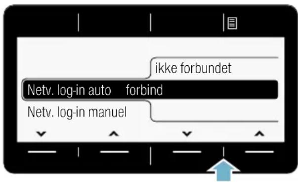 ikke forbundet Netv. log-in auto forbind Netv. log-in manuel