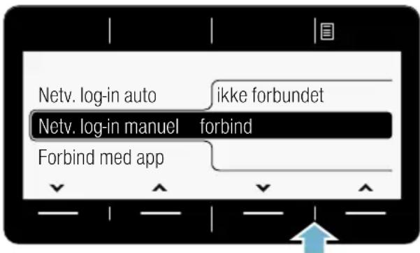Netv. log-in auto ikke forbundet Netv. log-in manuel forbind Forbind med app