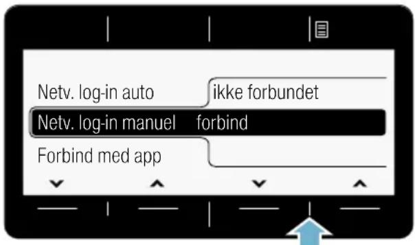 Netv. log-in auto ikke forbundet Netv. log-in manuel forbind Forbind med app