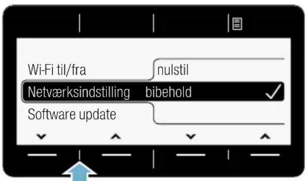 Wi-Fi til/fra nulstil Netværksindstilling bibehold Software update