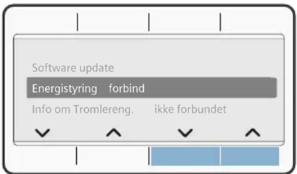 Software update Energistyring forbind Info om Tromlereng. ikke forbundet