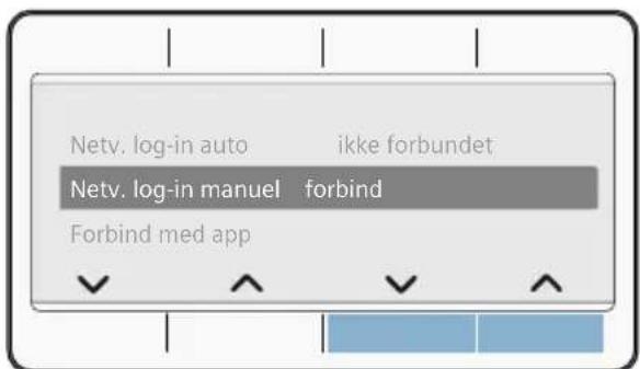 Netv. log-in auto ikke forbundet; Netv. log-in manuel forbind Forbind med app
