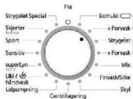 Strygelet Special Sjörter Sport Sensitiv superLyn Uld-fö handvask Lidpumping Fra Bomuld + Forvask Strygelet + Forvask Mix Finvask/Silke Skyl Centrifugering
