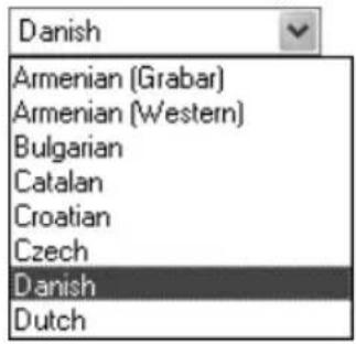 Danish Armenian (Grabar) Armenian (Western) Bulgarian Catalan Croatian Czech Danish Dutch