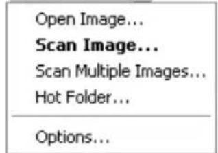 Open Image... Scan Image... Scan Multiple Images... Hot Folder... Options...