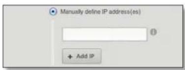 Manually define IP address(es) + Add IP