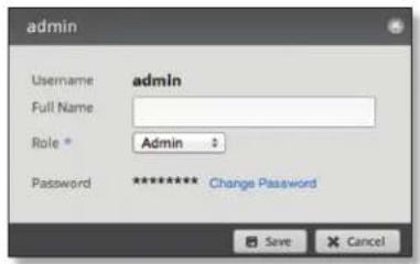 admin Username admin Full Name Role * Admin * Password ********* Change Password Save Cancel