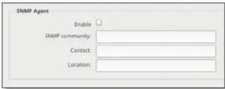 SNMP Agent Enable SNMP community: Contact: Location:
