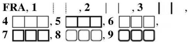 FRA, 1 | | , 2 | | , 3 | | , 4 □□□, 5 □□□, 6 □□□, 7 □□□, 8 □□□, 9 □□□