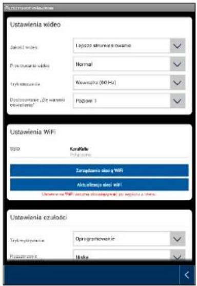 Ustawienia video Jakwiat video: Lapsze strumwieniowanie Przycznarla video: Normal Trykarnazania: Wewiątru (60 Hz) Dostosprzane „że wartości obświerania” Pożom 1 Ustawienia WiFi Sytok Karafalu Programa: Zeraplasne akcą WiFi Aktualrasnia akcą WiFi Ustawia WiFi assumes droszyskymą po regiona z termina Ustawienia czulosci Trykarnizanie: Oprogramowanie Pozaszenie: Nicka