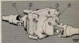 Technical diagram of a mechanical device with numbered components labeled ① to ④