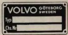 VOLVO L3314 (1963) - Typbeteckningar - 2