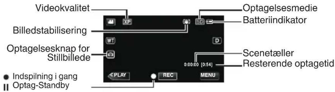JVC GZ-R495BEU - ■ Indikationer under video optagelsen - 1