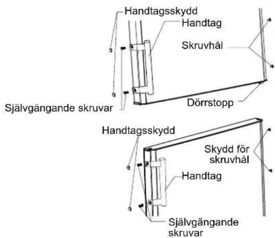 Handtagsskydd Handtag Skruvhål Själgängande skruvar Dörrstopp Handtagsskydd Skydd för skruvhål Handtag Själgängande skruvar