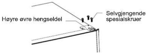 Høyre øvre hengseldel Selvgjengende spesialskruer