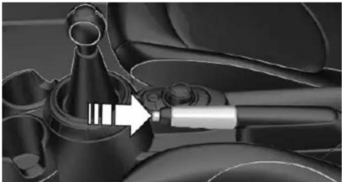 Mechanical assembly diagram showing a shaft inserted into a gear-like component (no text or symbols visible)
