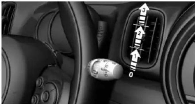 Car interior control panel with numbered directional arrows indicating vehicle positions or movement