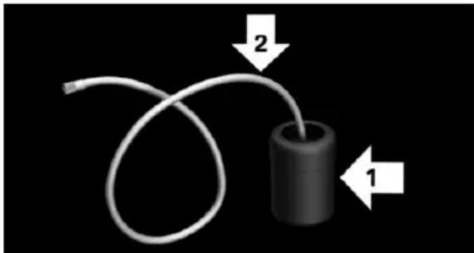 3D diagram of a coiled cable with two labeled arrows (1 and 2), no text or symbols present.