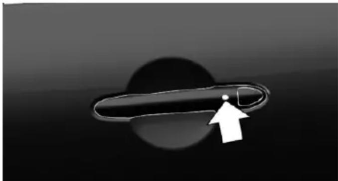 Abstract black-and-white graphic with a curved arrow and dot, no text or symbols present.