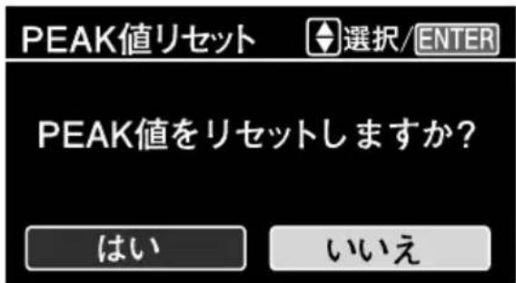 PEAK値リセット 選択/ENTER PEAK値をリセットしますか? はい いいえ