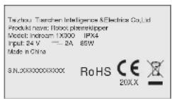Indream 16000 - Mærkeplade information. - 1