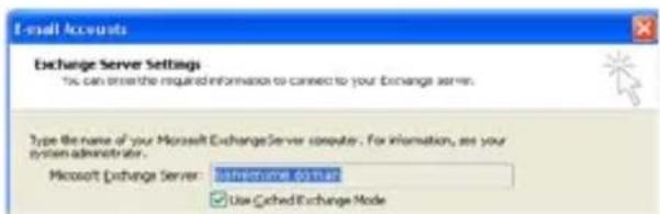 E-mail Accounts Exchange Server Settings To can enter the required information to connect to your Exchange Server. Type the name of your Microsoft ExchangeServer computer. For information, see your system administrator. Microsoft Exchange Server: All twelve times Use Closed Exchange Mode