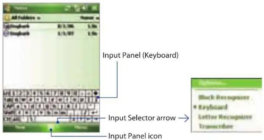 All Holders #1/3/004 5.0m #1/3/007 5.0m Input Panel (Keyboard) Input Selector arrow → Input Panel icon