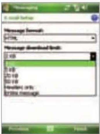 HTC P3600 - To change the download size and format for POP3/IMAP4 e-mail - 1