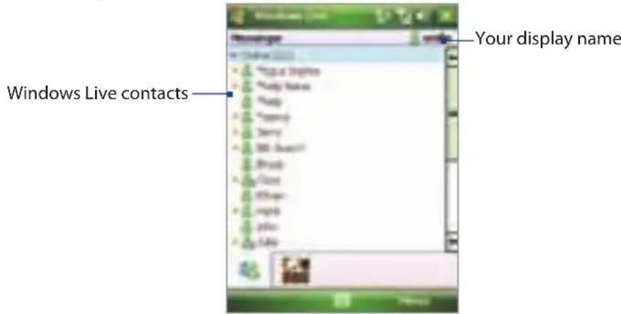 Windows Live contacts Your display name