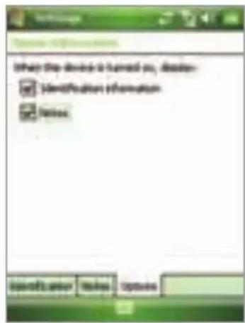 When the device is turned on, default- Identification information Delete