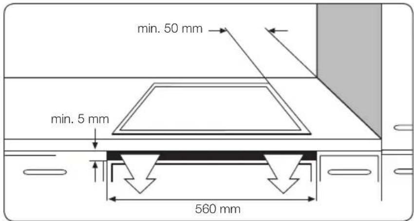 min. 50 mm min. 5 mm 560 mm