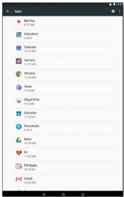 BQ Plus 9.37 MB Calculator 0.90 B Calendar 18.82 MB Camera 16.73 MB Chrome 16.58 MB Clock 7.91 MB Cloud Print 9.64 MB Contacts 12.00 KB Downloads 0.90 B Drive 33.58 MB Fit 17.23 MB FM Radio 20.00 KB Gmail 23.68 MB