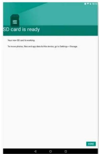 SD card is ready Your new SD card is working. To move phones, files and app data to this device, go to Settings > Storage.