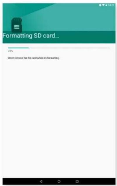 Formatting SD card... 20% Don't remove the SD card while it's formatting