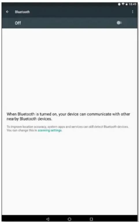 When Bluetooth is turned on, your device can communicate with other nearby Bluetooth devices. To improve location accuracy, system apps and services can still detect Bluetooth devices. You can change this in scanning settings.