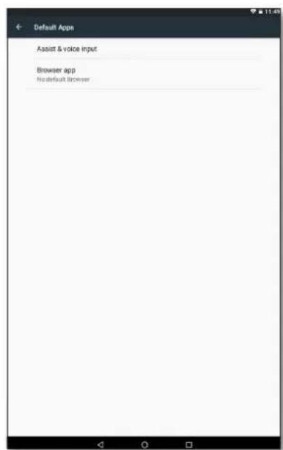 Default App Assist & voice input Browser app No default browser
