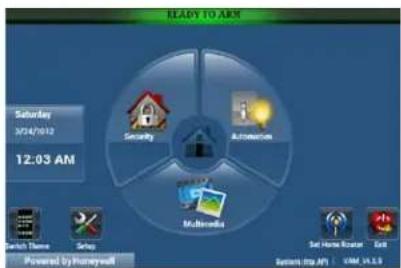 READY TO ARM Saturday 2/24/01/12 12:03 AN Security Automation Multimedia Switch Theme Setup Powered by Honeywell Soft Home Rental BackUp (Up AT) : 50% 14.1.5