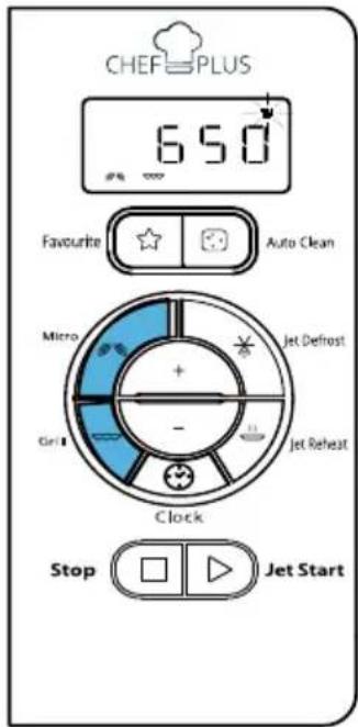 CHEF PLUS 650 Favourite Auto Clean Micro Jet Defrost + - Jet Reheat Clock Stop Jet Start