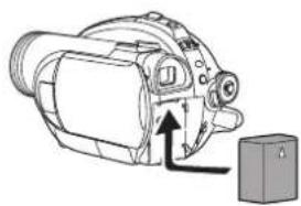 PANASONIC VDR-D310E - Anbringelse af batteriet - 1