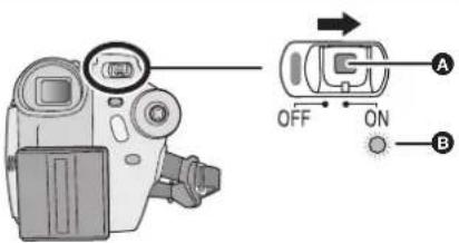 PANASONIC VDR-D300E - Mens man trykker på knappen Ⓐ, sæt OFF/ON-kontakten på ON. - 1