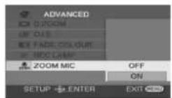 PANASONIC VDR-D300E - Tryk på MENU-knappen og vælg [ADVANCED] → [ZOOM ZOOM MIC] → [ON] og tryk på joysticken. - 1