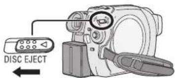 PANASONIC VDR-D300E - Skjut DISC EJECT-spaken åt sidan en gång och släpp. - 1