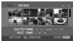 PANASONIC VDR-D300E - Vælg den scene, der skal deles op, og tryk på joysticken. - 1