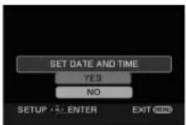 SET DATE AND TIME YES NO SETUP → ENTER EXIT Ⓥ