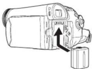 PANASONIC NV-GS60E - Påsætning af batteriet - 1
