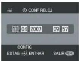 CONF RELOJ 13:04 2007 09:57 CONFIG ESTAB ENTRAR SALIR MENU