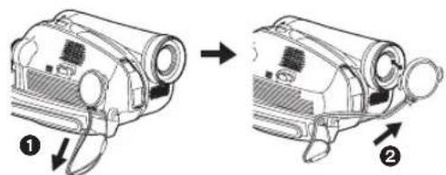 PANASONIC NV-GS60E - Montaje de la tapa del objetivo - 2