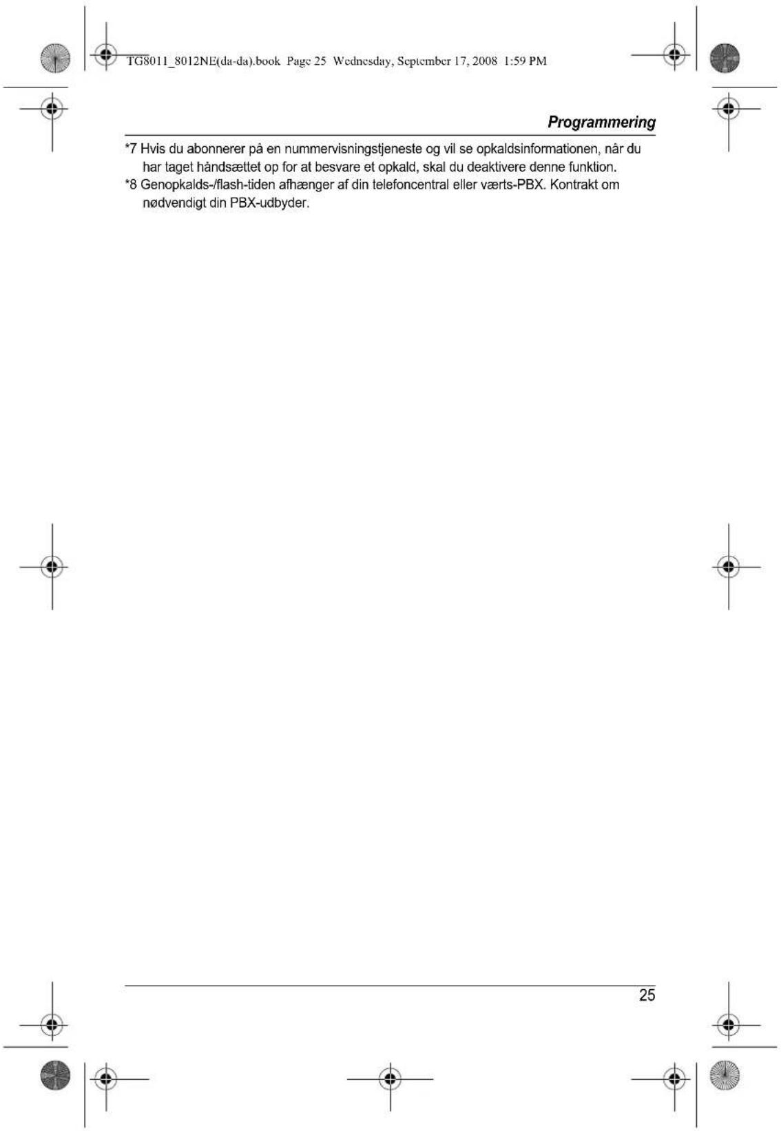 PANASONIC KX-TG8012NE - Bemærk: - 1